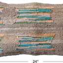 Creative Co-Op Hand-Woven Jute and Cotton Chindi Lumbar Pillow, Multicolor, 24 inches x 16 inches x 1 inch