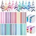 EBOOT 10 Pack Oversized Beach Towel Set Extra Large Pool Towels Microfiber Quick Dry Swim Blanket for Adult Women Men Face Hand Body Bath Travel Pool(Rainbow Color, 36 x 72 Inch, Color Stripe)