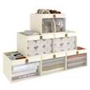 COYACOOL Linen Closet Organizers and Storage, Closet Storage Bins Basket Organizer, Foldable Organization Baskets with Mesh Window for Clothes Towels and Toys, 12.75" x 12.75" x 9", Beige, 6 pack