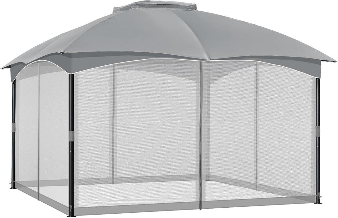 COWVIE Gazebo Replacement Netting Screen, 10' x 13' Universal Gazebo 4-Panel Mosquito Sidewalls with Double Zippers for Outdoor Patio (Only Netting) (Light Grey) COWVIE Gazebo Replacement Netting Screen, 10' x 13' Universal Gazebo 4-Panel Mosquito Sidewalls with Double Zippers for Outdoor Patio (Only Netting) (Light Grey)