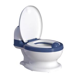 Potty Training Toilet, Realistic Potty Training Seat, Toddler Potty Chair with Soft Seat, Removable Potty Pot, Toilet Tissue Dispenser and Splash Guard, Non-Slip for Toddler& Baby& Kids (White, Navy Blue)