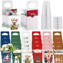 24 Set Christmas Novelty Gift Card Holders Cupholders with Disposable Clear Plastic Cups 6 Style for Holiday Gifts Wrapping Xmas Party Favors Supplies