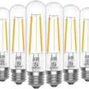 Energetic Dimmable E26 Edison Bulb, AC120V Soft White 2700K Light Bulb, 5W Equal 60W 600LM Tubular T10 LED Light Bulbs for Rustic Pendant, Chandeliers, Wall Sconces,Pack of 6