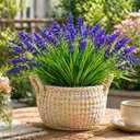 Artificial Flowers for Outdoors, 8 Bundles Faux Silk Spring Flowers for Outside for Planter Front Door Porch Yard Patio Window Box Home Decor (8pcs-Purple)