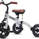 YGJT 3 in 1 Tricycle for Toddlers Age 2-5 Years Old, Folding Kids Balance Bike with Adjustable Seat and Removable Pedal, Toddler Bike Ride-on Toys for Infant, Gifts for Baby Boys Girls Birthday (Glitter Grey)