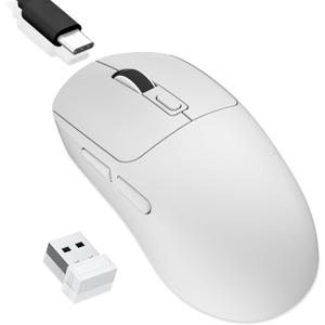 MELOGAGA Wireless Gaming Mouse, 2.4G/Bluetooth 5.4/USB-C 3-Mode Wired/Cordless Game Mice with 8 Adjustable DPI, Ergonomic Rechargeable Computer Mouse for PC, Mac, PS5, Tablet -White