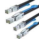 10Gtek 12G Mini SAS HD SFF-8644 to SFF-8644 Cable for NVMe Enclosure/Storage Array, SAN & JBOD Compatibility, 100-Ohm, 1-m(3.3ft), 2-Pack