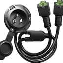 Heavy-Duty 20A Dual AC Port Plug, 125V 12AWG RV Shore Power Inlet Socket with 5-in-1 T-Blade Adapter, 20" Waterproof Outdoor Electrical Outlet Receptacle Cord for RV, Boat, Trailer, Golf Cart