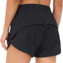 THE GYM PEOPLE Womens High Waisted Running Shorts Quick Dry Athletic Workout Shorts with Mesh Liner Zipper Pockets (Black, M)