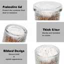 Bathroom Organizers and Storage, 4 pack Glass Qtip Holder, Bathroom Jars with Lids, Vanity Organizer for Cotton Rounds, Balls & Floss Picks, Qtips, Vanity & Makeup Bathroom Canisters with Lids (Clear)
