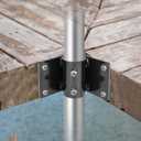 Stationary Dock Inside Corner Leg Pipe Holder, Heavy-Duty Floating Dock Metal Edge Hardware Pipe Leg Holder for 2 Inch Mounting Holes, with Adjustable Mounting Screws and Black Anti-Rust Coating