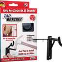 Spark Innovators Bronze Tap Bracket - Hang Curtains in 30 Seconds! No Drill Instant Curtain Rod Brackets - Fits 1.25", Holds 30 lbs, As Seen on TV, Set of 2