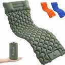 Ultralight Camping Sleeping Pad Mat, Compact Air Mattress for Backpacking | 1.42lb Lightweight,packs 4.3"x9",50s foot pump,40D nylon waterproof tear-proof,two connect twin,for hike travel w/ pillows