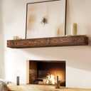 48" Fireplace Mantel, 5'' Thick Handmade Hollow Solid Wood Wall Long Floating Shelf with Invisible Wood Brackets, Brown