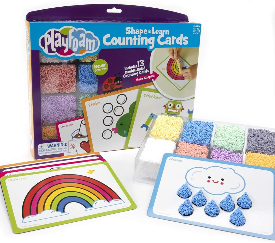 Educational Insights Playfoam Shape & Learn Counting Set, Flash Card Set, Fidget, Sensory Toys, Preschool Kindergarten Classroom Essentials, Ages 3+ (1 Count (Pack of 1))