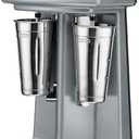 Waring Commercial WDM240TX Heavy-Duty Double Spindle Drink Mixer, Each Spindle Has Independent 1hp Motor, with Countdown Timer, Digital Display, Automatic Start/Stop, 120V, 5-15 Phase Plug, Silver