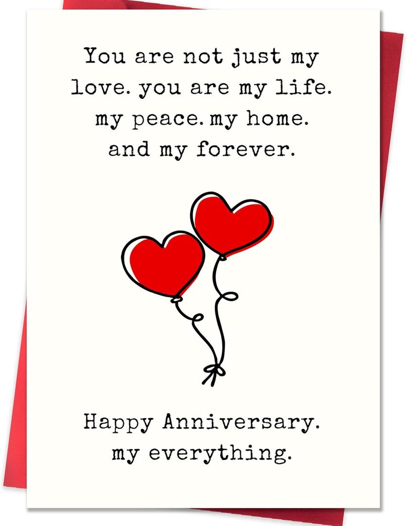 2 x IDU Happy Anniversary Card,Anniversary Card Gifts for Husband Wife Boyfriend Girlfriend Couples,Wedding Anniversary Cards for Partner Men Women Him Her with Heart Balloon Design