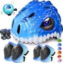 Toddler/Kids Bike Helmet Set for Boys Girls 3D Adjustable Kids Helmet Protective Gear Set Knee Elbow Wrist Pads and Multi-Sports Skateboard Scooter Cycling Roller Balance Bike 48-54cm
