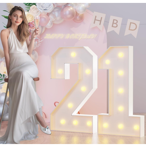 3FT Marquee Light Up Numbers 21th Birthday Decorations for Her Him, Large Marquee Numbers 21 TwentyOne Years Olds Party Decor, Big Mosaic Numbers Anniversary Decorations