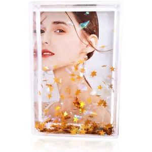 Liquid Glitter Photo Snow Picture Frame (2" x 3") size,glod star sparkle Gifts,for Christmas, Valentines, Family, Best Friends, Couples (Gold star)