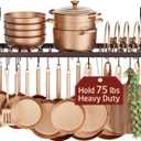 KES 75lb High-Capacity Oil Bronze Pot Rack Wall Mounted, holds up to 150 lb with Pot Lid Holder 34 Inch Heavy-Duty Pots and Pans Hanging Rack with 20 Hooks, Drilling Template Provided for Easy Install