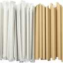 ALINK Pointed Paper Boba Straws, Individually Wrapped, 4-Layer Heavy Duty, 12mm Biodegradable Jumbo Smoothie Straws for Bubble Tea, Tapioca Pearls - Pack of 50