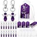 Hicarer 60 Set Funeral Favors, Celebration of Life Favors Angel Keychains Organza Bags Sympathy Thank You Tags for Memorial Party Supplies Guest Return Favors Funeral Gifts (Purple)