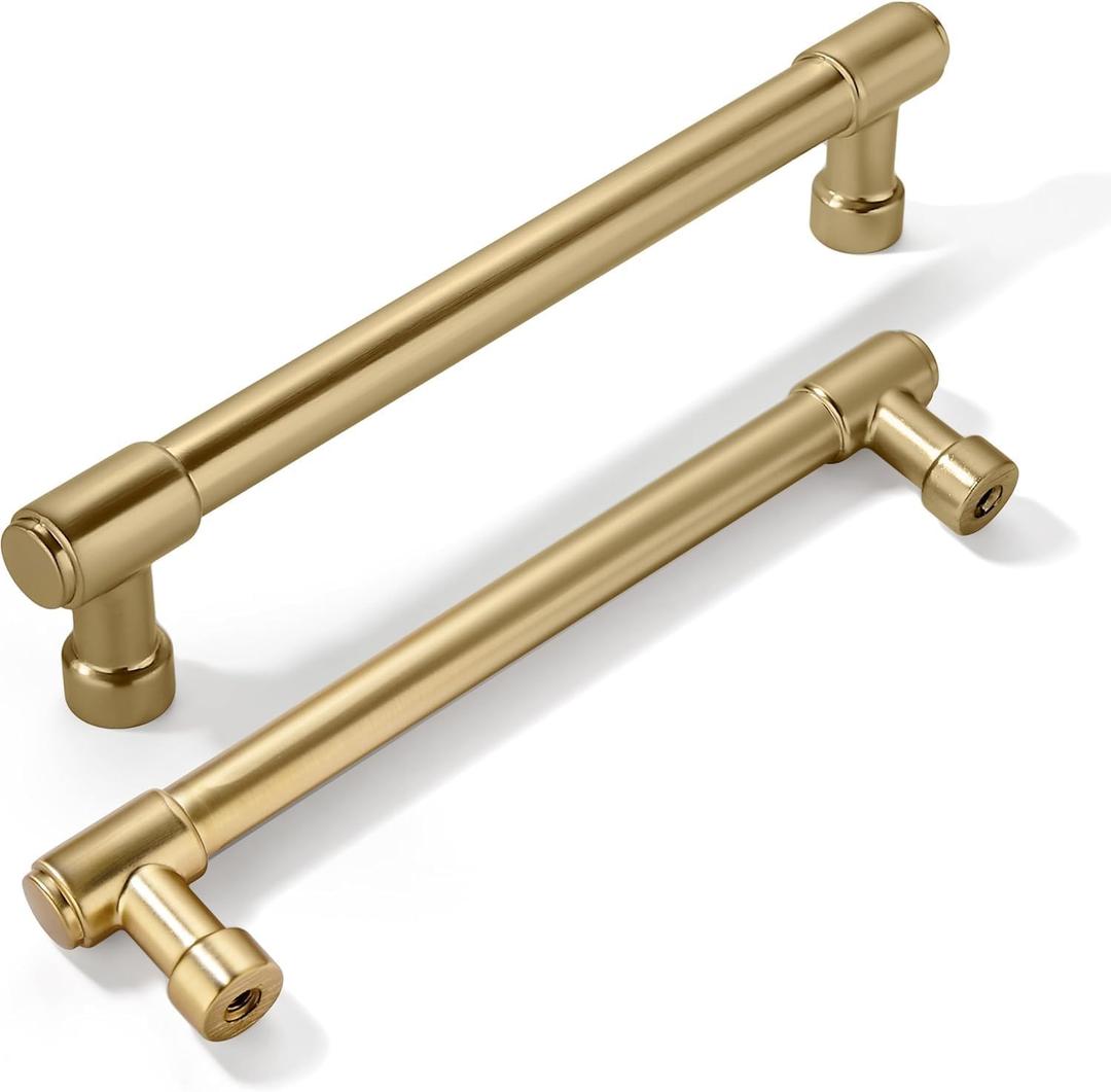 khtumeware 2 Pack 5 Inch(128mm) Champagne Bronze Kitchen Cabinet Handles Warm Brass Cabinet Pulls Gold Kitchen Cabinet Hardware for Cupboard Drawer Pulls Dresser Handle