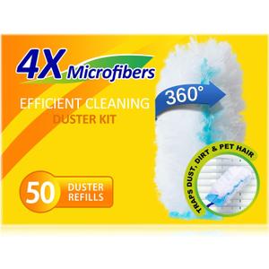 360 Duster Refills for Swiffer, Refill Kit with 50 Dusters for Cleaning Home & Car, Heavy Duty Multi Surface
