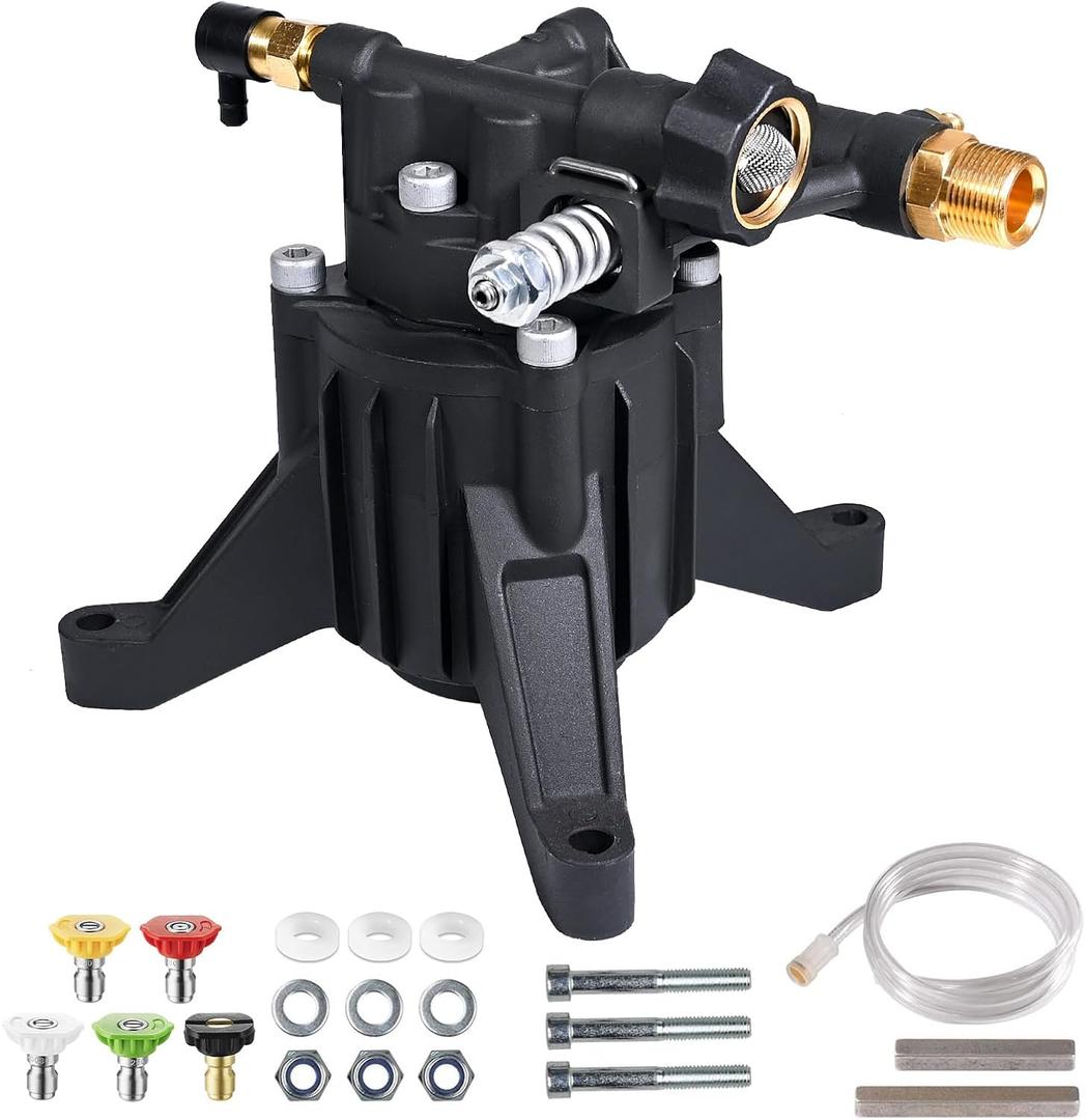 YAMATIC Vertical Pressure Washer Pump Max 3400 PSI 2.5 GPM, 7/8" Shaft Replacement Pump for Power Washer, Compatible with Simpson, Honda, Ryobi, Craftsman, GCV190 Rear Inlet/Outlet