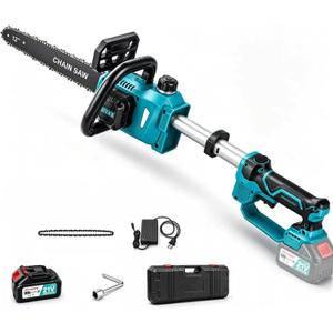 12” Cordless Brushless Chainsaw, 2-in-1 Telescoping Pole Saw with Battery
