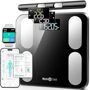 Runstar Scale for Body Weight and Fat, BMI Muscle Mass to 28 Measurements, FSA&HSA Eligible Digital Bathroom Scales 8-Electrode with Voice Prompt High Accurate Bluetooth Weight Scale