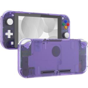 eXtremeRate Clear Atomic Purple DIY Replacement Shell for Nintendo Switch Lite, NSL Handheld Controller Housing w/Screen Protector, Custom Case Cover for Nintendo Switch Lite