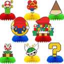 8Pcs Super Brother Birthday Party Supplies,Super Brother Honeycomb Centerpieces,Super Brother Theme 3D Table Decorations