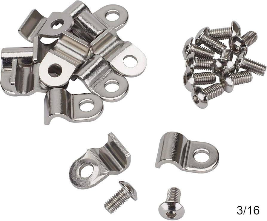 Speedway 1/4 Inch Stainless Steel Single Line Clamps Pack of 12 with #10-32 Button Head Screws for Brake and Fuel Line Mounting, Universal Fit