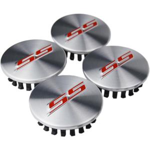 (Set of 4) 68mm=2.67 inches SS Wheel Center Cap Covers Hub Cap Emblem Badge Trim for 2016-2023 6th Generation Chevrolet Camaro (2.67"(68mm), Red SS on silver cap)