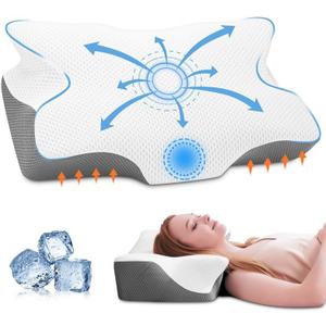 Anvo Cervical Pillow for Neck Pain Relief, Memory Foam Pillows for Neck and Shoulder Pain, Orthopedic Ergonomic Design for Sleeping, Suitable for Side Back and Stomach Sleeper, Grey Firm