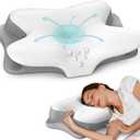 Cervical Neck Pillow for Pain Relief - Ergonomic Side Sleeper Pillow for Sleeping, Contour Orthopedic Pillow for Neck Support, Cooling Memory Foam Pillows for Back & Stomach Sleepers with Pillowcase (White)