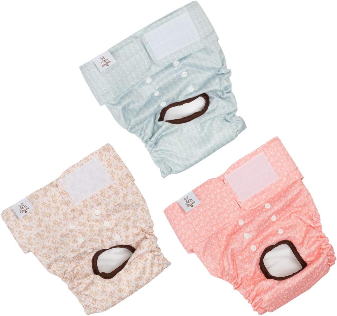 CuteBone Dog Diapers Female Washable Large 3 Pack Reusable Doggie Diapers Puppy Period Pants for Doggy Heat Cycle Peeing, L
