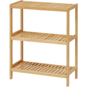 Bamboo Bathroom Shelf, Stand Utility Storage Shelf Multifunctional Bathroom Kitchen Living Room Holder Plant Flower Stand (3-Tier)
