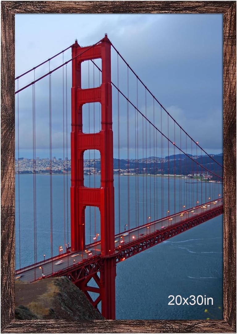 BESCRCL 20x30 Picture Frame Brown, Poster Frames Wall Hanging, Display Pictures 20 x 30 without Mat, 1 Pack