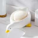 1 Pack Duck Ceramic Soap Dishes,Soap Holder with Drain,Soap Dish Container,Dish Soap Tray,Sponge Holder,Soap Tray for Shower,Bathroom,Bar,Kitchen,Counter (Duck), White