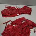 SNATROY Women's Lingerie Lace Sexy Bra and Panty Sets Two Piece Garter Lingerie Set Boudoir Outfits (Wine Red, XX-Large)