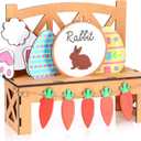 Yinkin 10 Piece Easter Table Signs Decor Wooden Rustic Easter Table Bench Centerpiece Farmhouse Bunny Eggs Carrots Chair DIY Decorations for Spring Holiday Home Decor