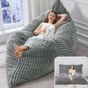 Hobestluk 3 in 1 Bean Bag Chair Giant Bean Bag Chairs Convertible Bean Bag Floor Cushion with Machine Washable Cover, Beanbag Chairs for Adult (Turquoise Grey), 75.59 X 55.12 X 19.69