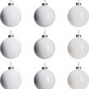 DN DECONATION White Glass Christmas Ornaments, Set of 9, 3' Hanging Christmas Baubles for Xmas Tree Decoration, Wedding Party Gift