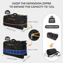31” 95L Expandable to 125L Foldable Wheeled Duffle Bag, Black Orange