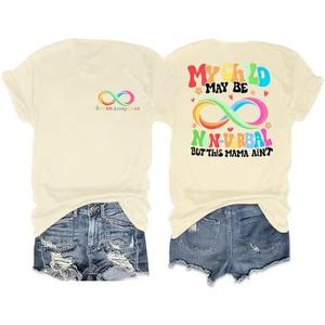 Women Autism Awareness T-Shirt Autism Mama Shirts My Child May Be Non-Verbal Tees Inspirational Short Sleeve Tops, Small