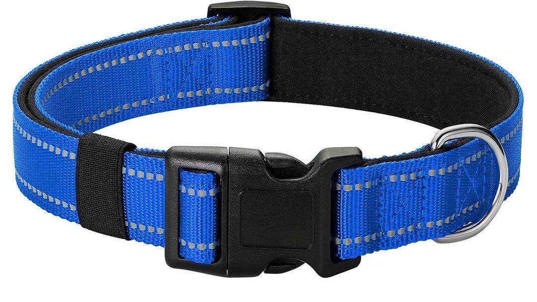 Reflective Dog Collar Padded with Soft Neoprene Breathable Quick Release Basic Dog Collars for Medium Dogs Blue Boy Girl (M:width 3/4"neck 14-20.5"), Blue 