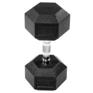 Fitvids Rubber Encased Hex Dumbbell 50LB